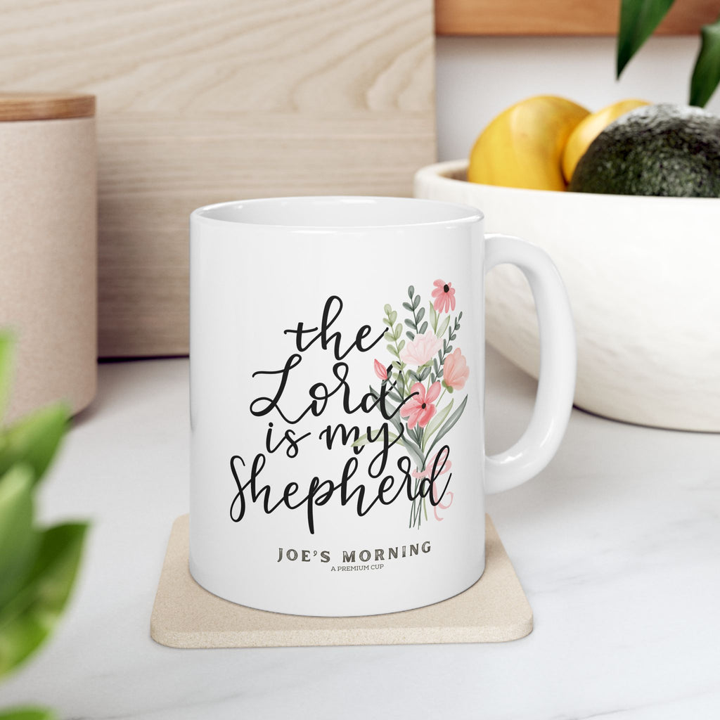 "The Lord is My Shepherd" Floral Coffee Cup