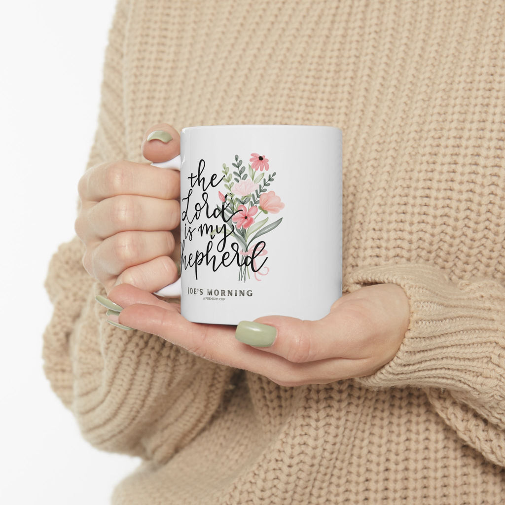 "The Lord is My Shepherd" Floral Coffee Cup