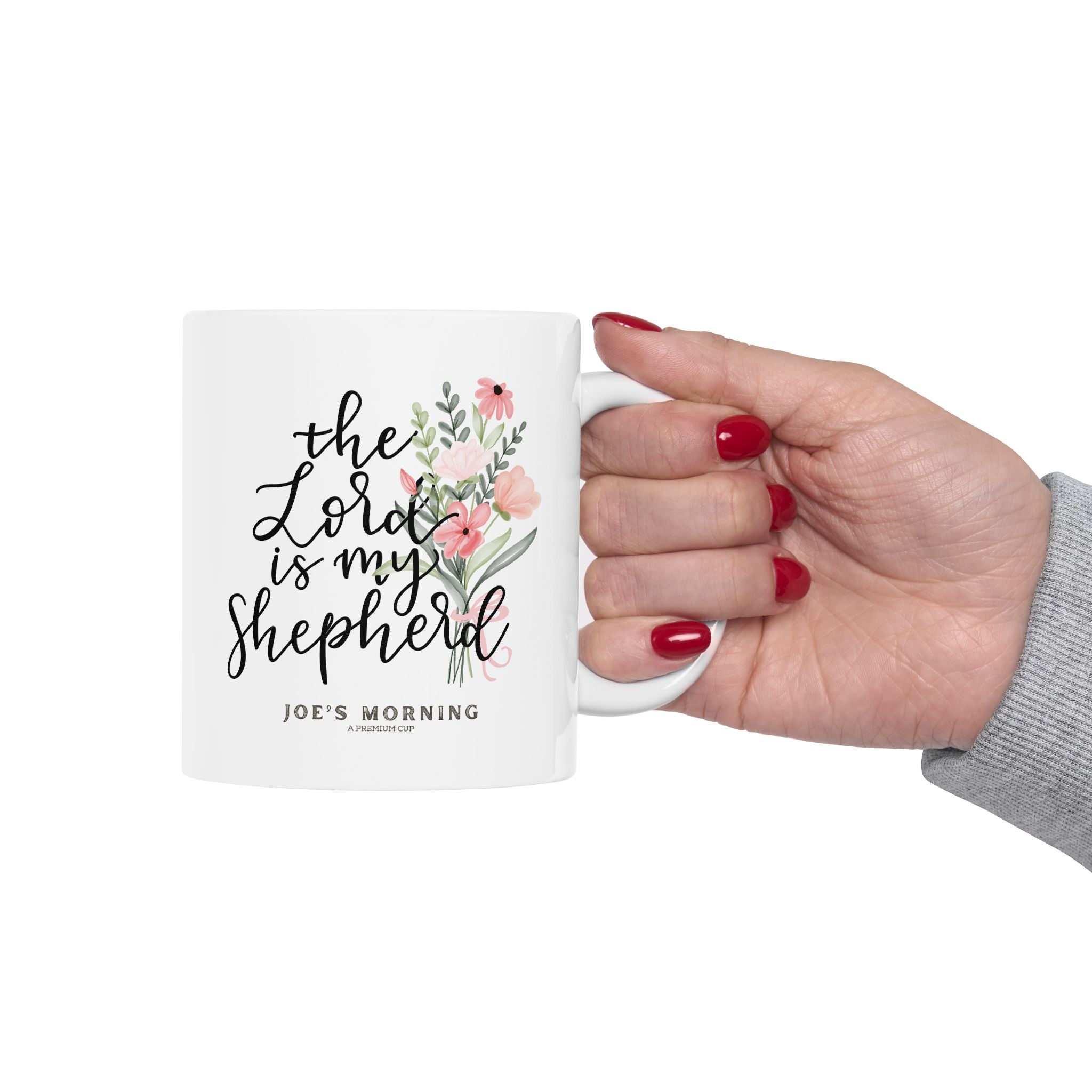 "The Lord is My Shepherd" Floral Coffee Cup