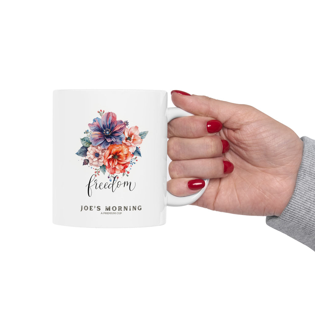 "Freedom" Floral Watercolor Bouquet Ceramic Mug