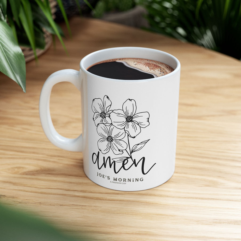 Floral “Amen” Ceramic Mug